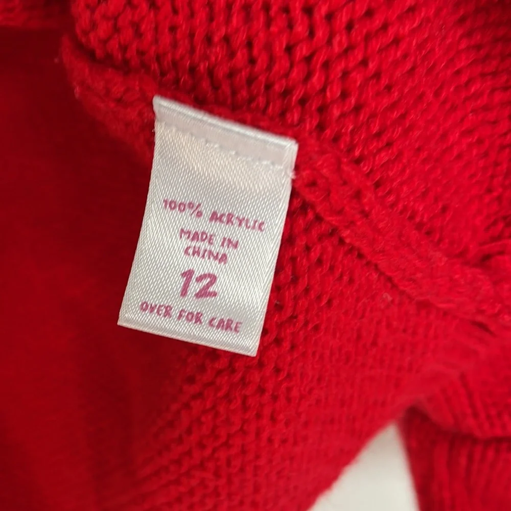 Justice red cropped sweater cardigan with short bell sleeves girls size M (12)